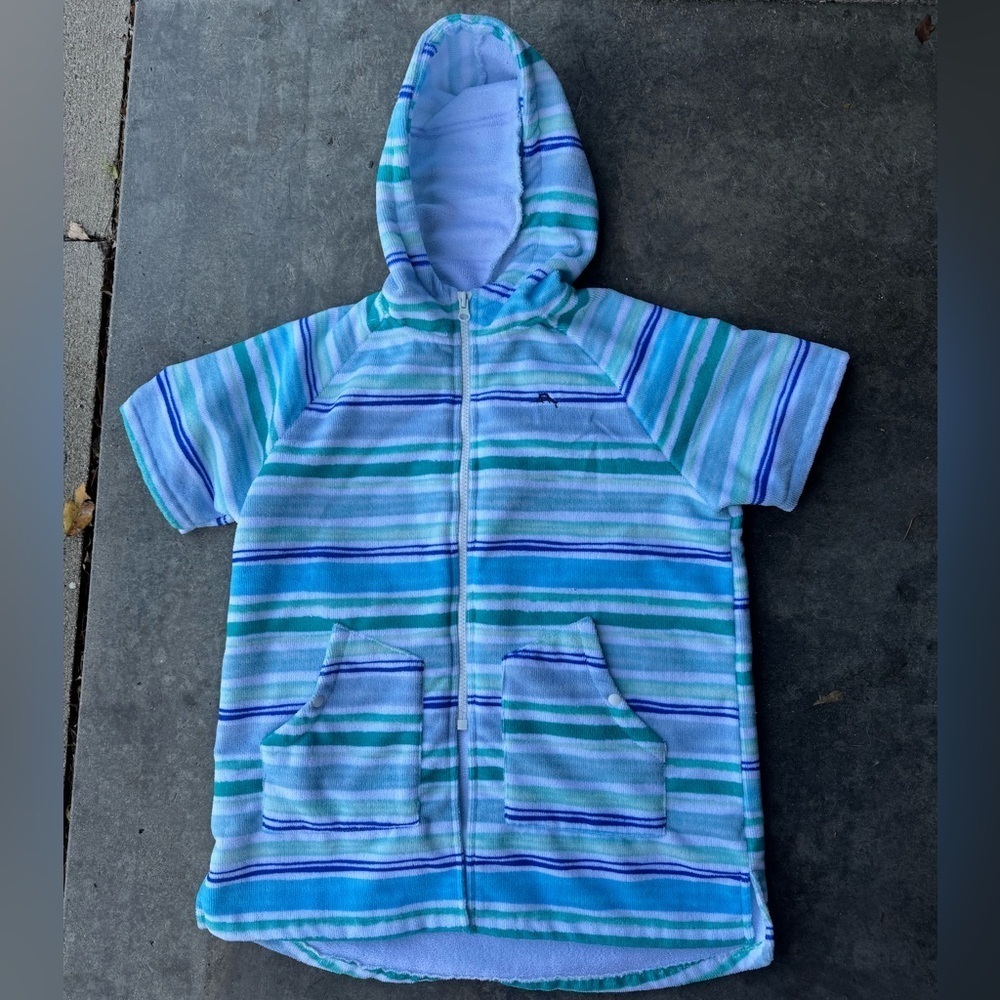 Tommy Bahama Aqua and Teal Checkered Swim jacket